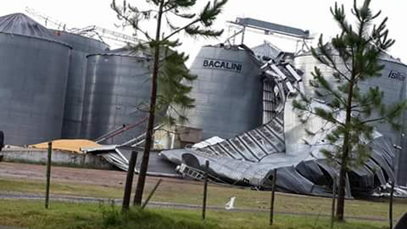 El temporal afectó la planta de silos de Coopar