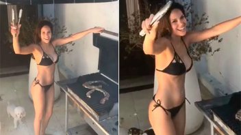 Toda la carne a la parrilla: Barby Franco hace asado en bikini