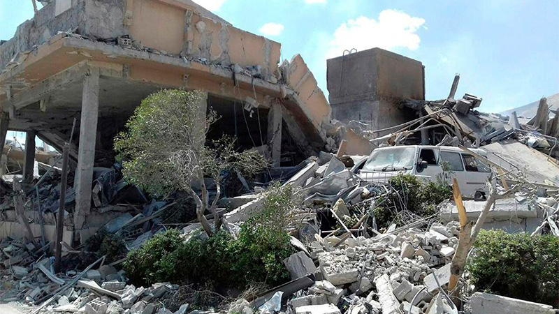Instalaciones destruidas por el bombardeo