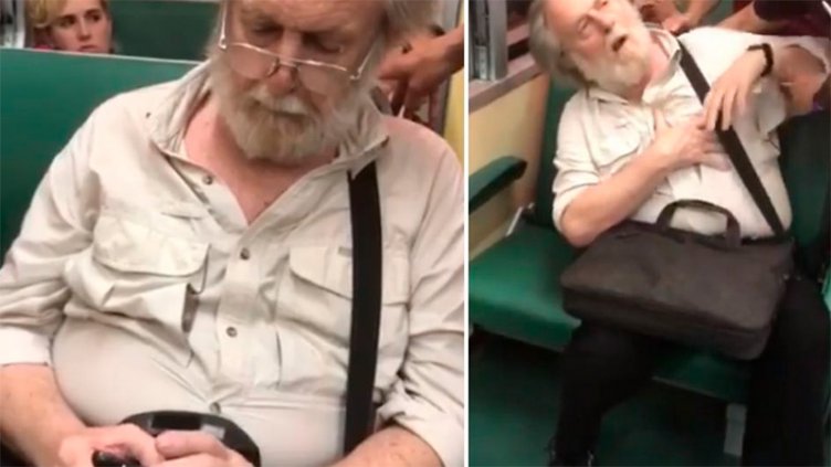 Video: Fotografió a una chica en el tren y fingió un infarto ante el escrache