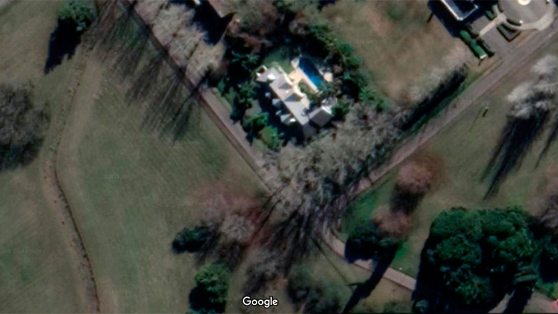Vista aérea de la casa quinta.