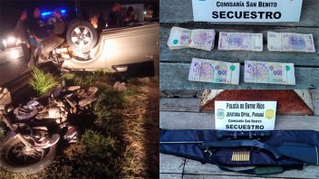 Hallaron importante suma de dinero y un fusil tras choque múltiple en San Benito