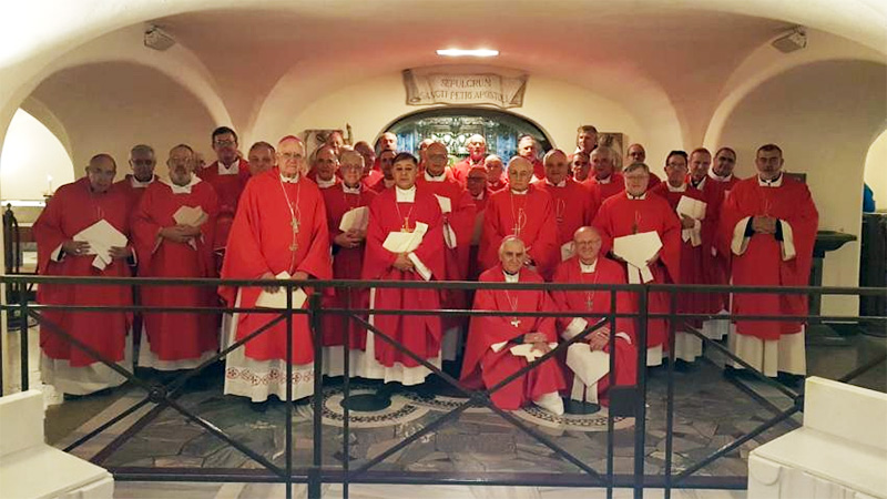 Obispos argentinos en la tumba de San Pedro