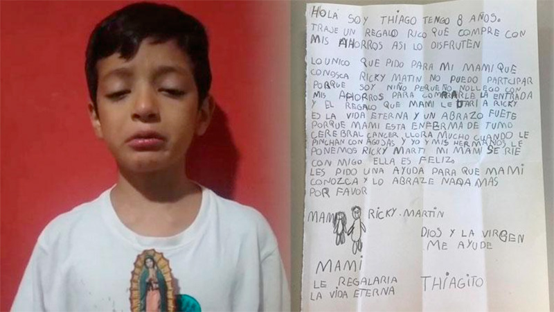 Llorando, Thiago pidi&oacute; ayuda para cumplir el sue&ntilde;o de su mam&aacute;. /