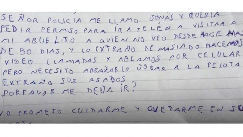La carta que escribió el niño a la policía