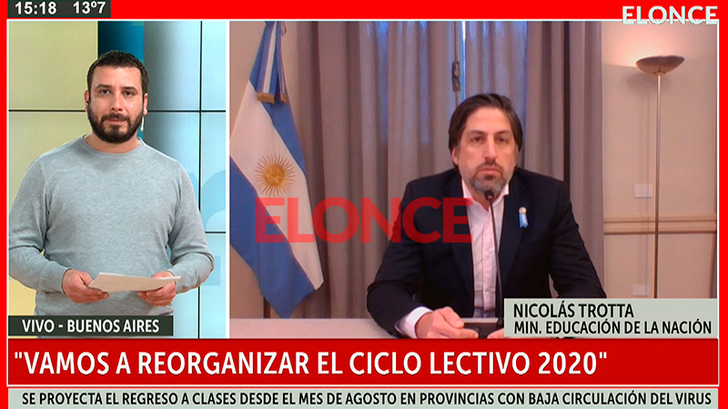 Trotta confirmó que la vuelta a clases podría darse en algunos departamentos