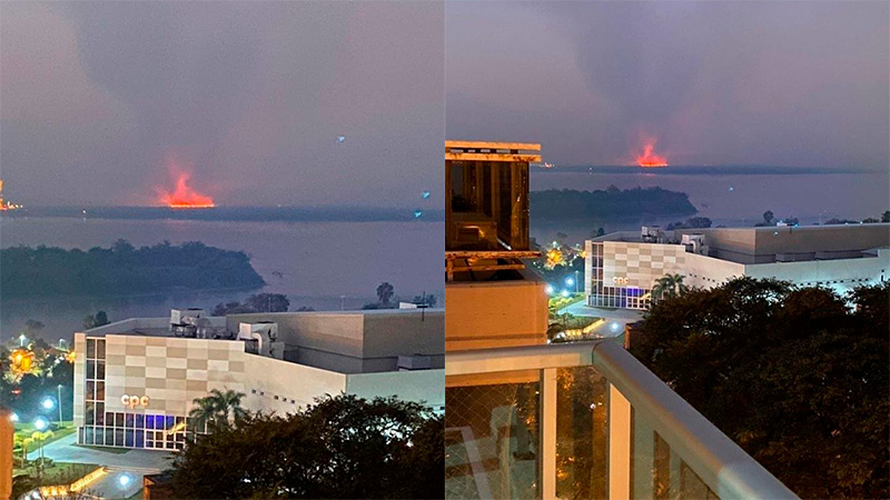 Incendio en Islas frente a la costa paranaense.-