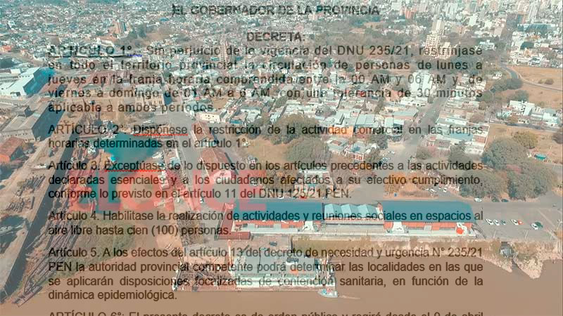 Las restricciones que se dispusieron en Entre Ríos: el decreto provincial