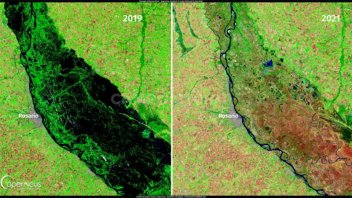 Impactante imagen satelital de la histórica bajante del río Paraná