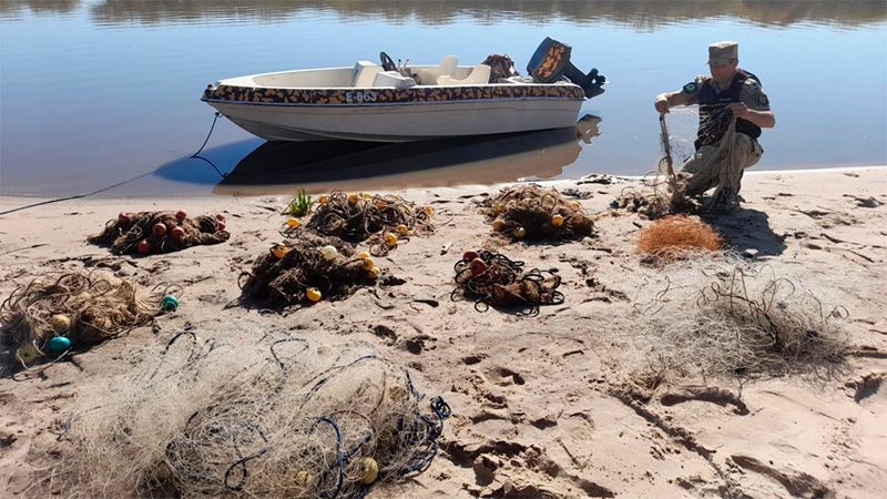 Incautaron trasmallos de pesca ilegales en el río Gualeguaychú
