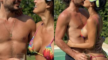 Morocha  compartió las fotos más apasionadas con su novio en la piscina