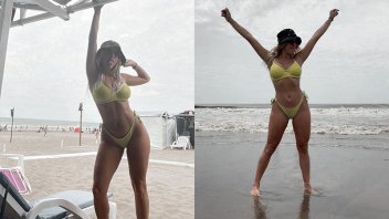 “La resolana quema”: Nati Jota impactó con su bikini amarilla en la playa