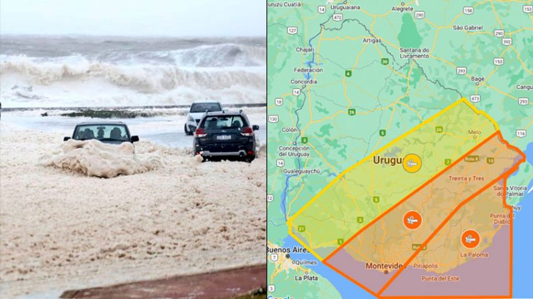 Ciclón en Uruguay: un fallecido, vientos de 100 Km/h y sin clases: las imágenes