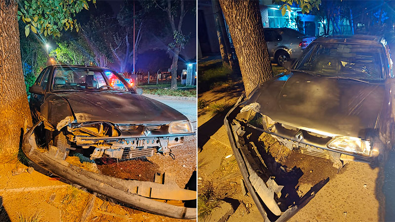 Conductor perdió el control de su auto y chocó contra un árbol en ...