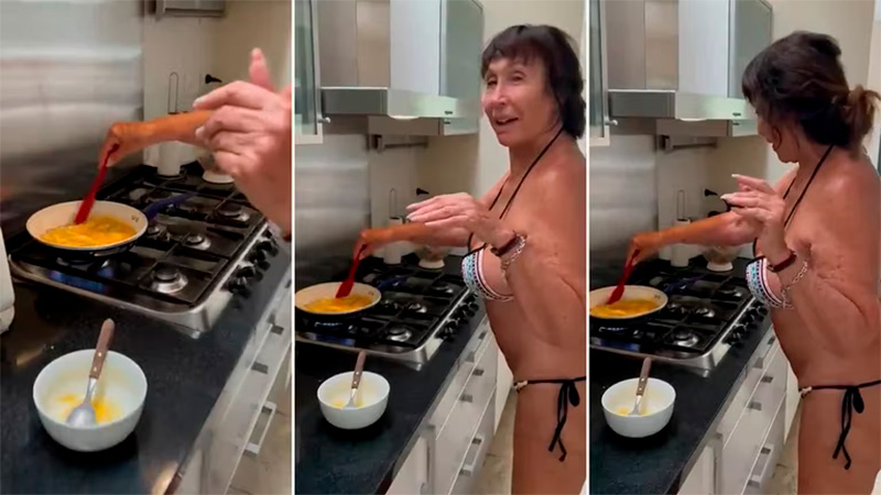 &ldquo;¡No puedo creer!&rdquo;: Moria Casán se mostró cocinando un huevo revuelto en bikini