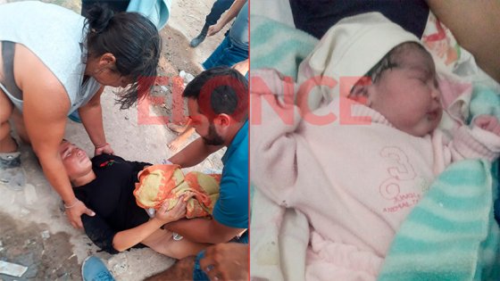 Una joven dio a luz a su beba en la calle y una vecina ofició de partera