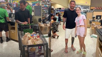 Messi fue al supermercado con sus hijos en Miami y se sacó fotos con la gente