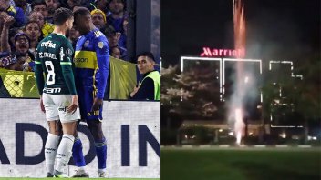 Hinchas de Palmeiras molestaron el descanso de los jugadores de Boca con pirotecnia