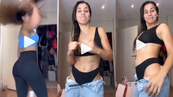 Cinthia Fernández bailó con el pantalón bajo y también contra “las malas vibras”
