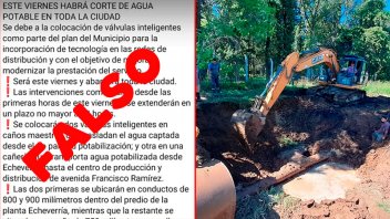 El Municipio desmintió falsa información sobre supuesto corte de agua