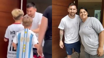 Video: Messi saludó y firmó autógrafos a un grupo de chicos en su casa de Rosario