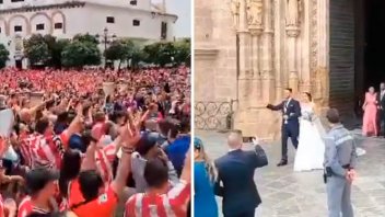 Video: se casan en la final de la Copa y los hinchas los esperan en la iglesia
