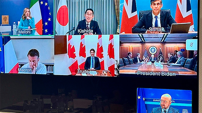 Los líderes del G7 discuten el ataque iraní a Israel en una videoconferencia.-