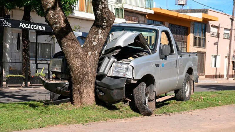 Camioneta chocó contra un árbol en Gualeguaychú.