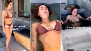 Desafíos: Victoria Vanucci se metió en bikini en una bañera con agua helada