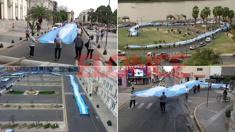 Con mucha emoción y patriotismo la bandera de 520 metros hizo su paso por Paraná