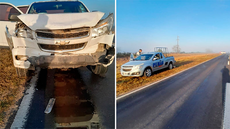 Producto de la densa niebla, chocaron dos camionetas en ruta 12