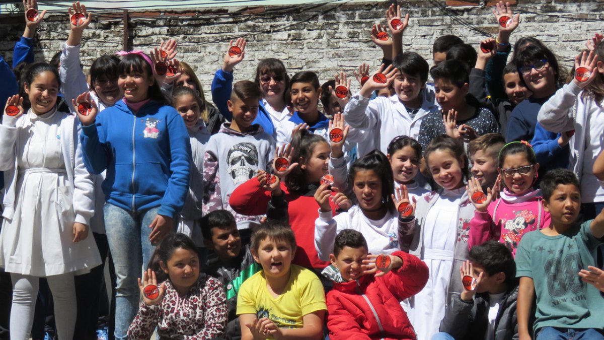 Alumnos de la escuela Rivadavia.
