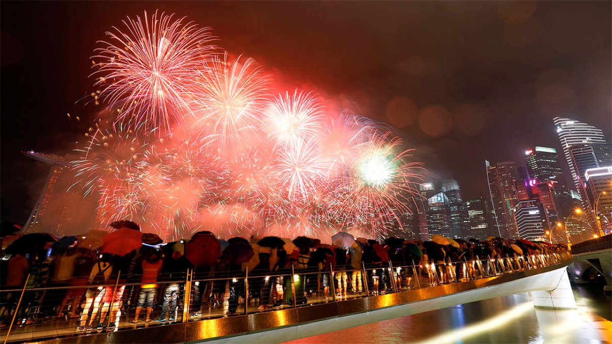 En Singapur, los festejos se centraron en la bahía