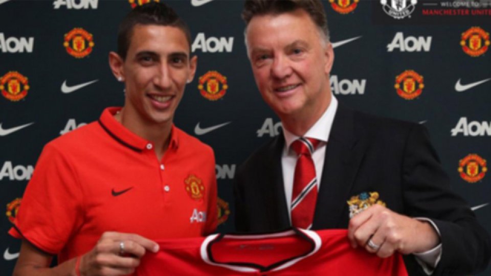 Di María con Van Gaal, su nuevo entrenador.