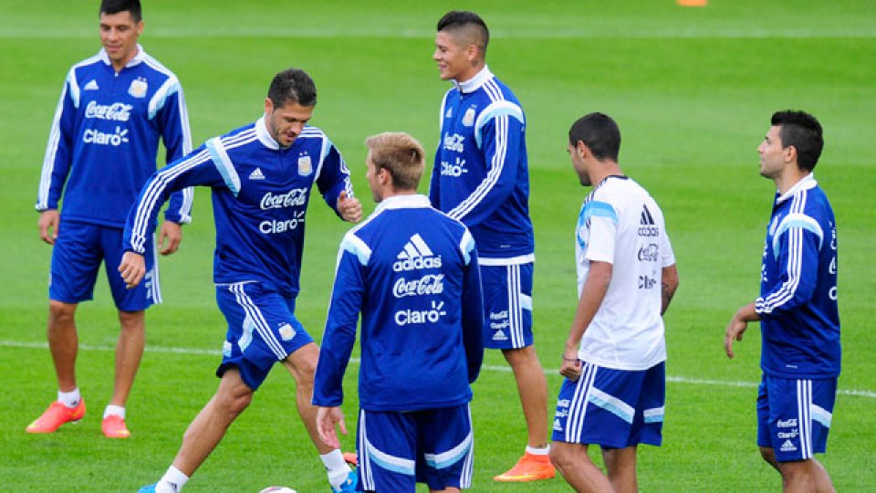 Entrenamiento de la selecci&oacute;n argentina en D&uuml;sseldorf.