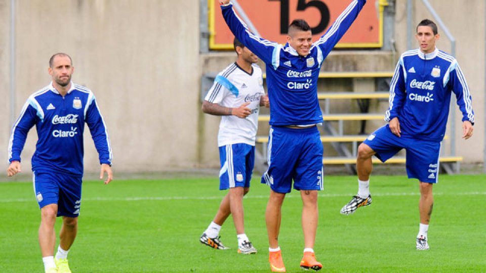 Entrenamiento de la selecci&oacute;n argentina en D&uuml;sseldorf.
