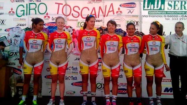 Escándalo por el uniforme del equipo colombiano de ciclismo femenino.