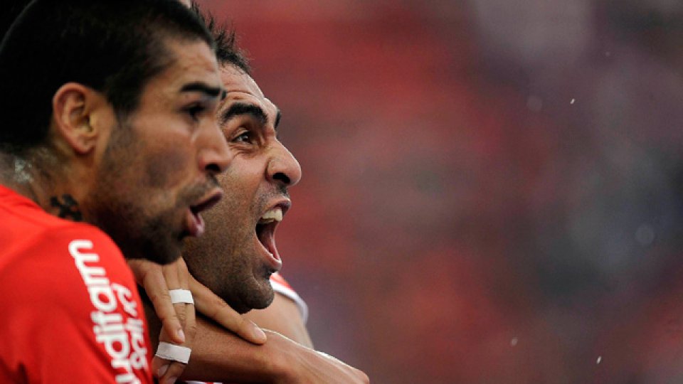 Montenegro celebra su gol ante San Lorenzo.