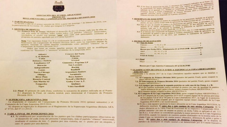 El proyecto para el Torneo 2016 ya está siendo estudiado en la AFA.