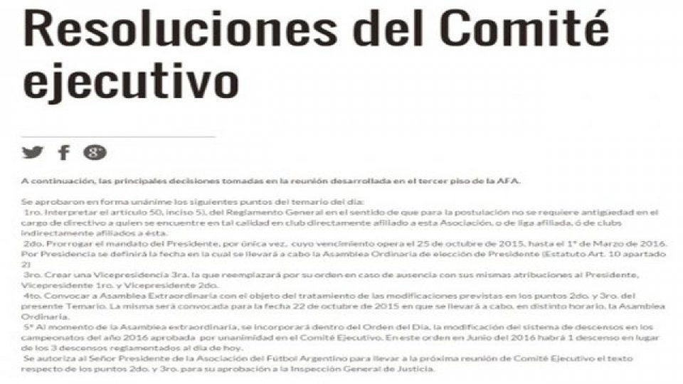 El emitido comunicado por la Asociación del Fútbol Argentino.