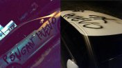 Barras de Atlético Rafaela pintaron los autos de los jugadores con amenazas
