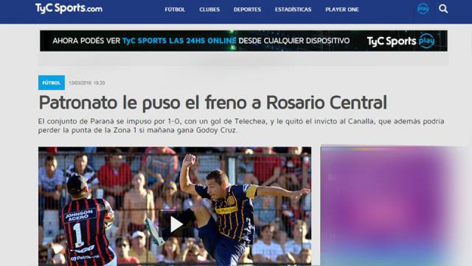 Como lo vio TyC Sports.