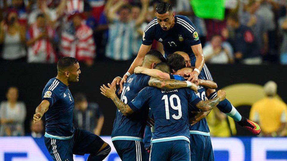 El festejo argentino ante Estados Unidos.