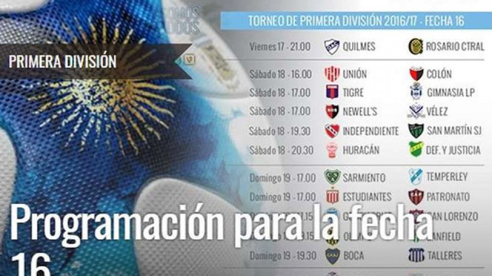 Todo listo para que se pinga en marcha la Fecha 16 de Primera División.