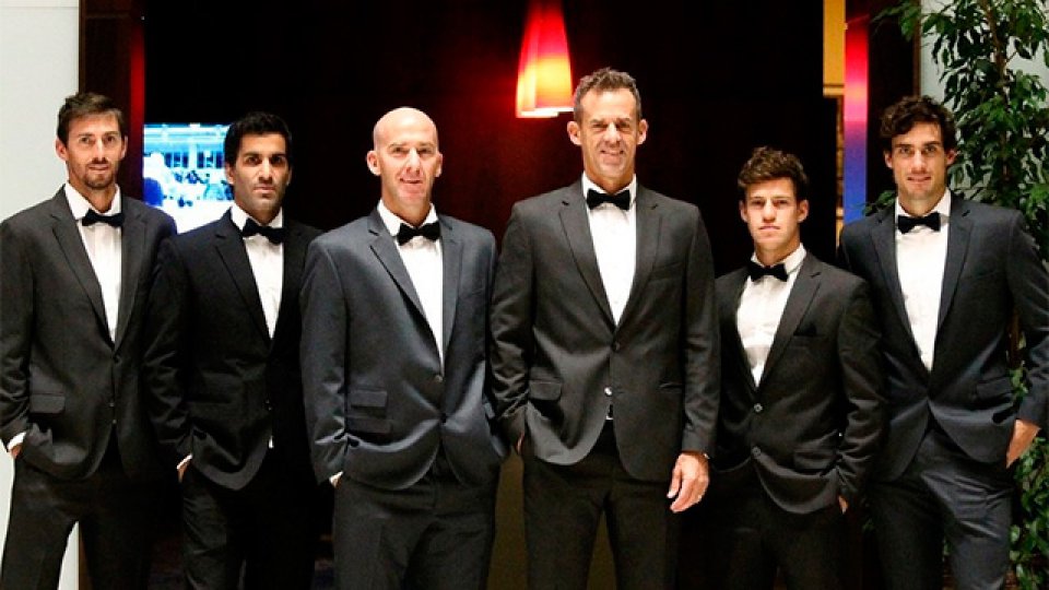 El equipo argentino de la Copa Davis, en la cena de gala oficial.