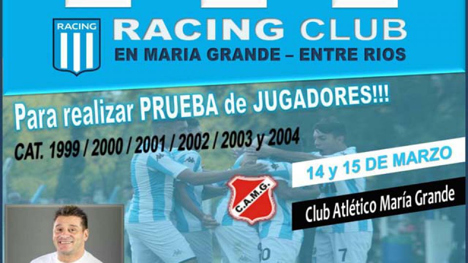 Racing prueba jugadores en María Grande.