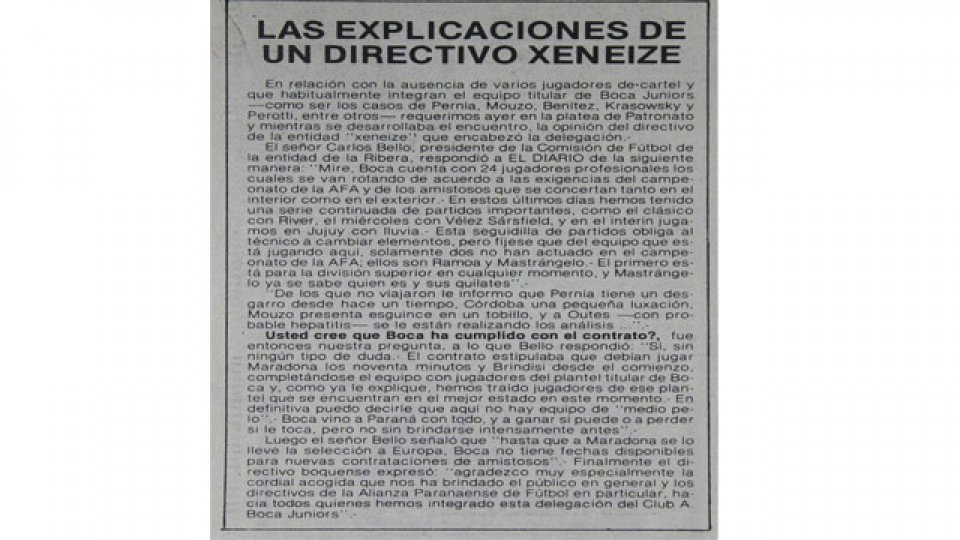 Un joven Diego Armando Maradona en el estadio Presbítero BArtolomé Grella.