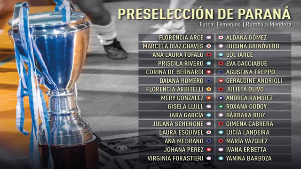 Todas las citadas para formar parte del Seleccionado Paranaense de Futsal.