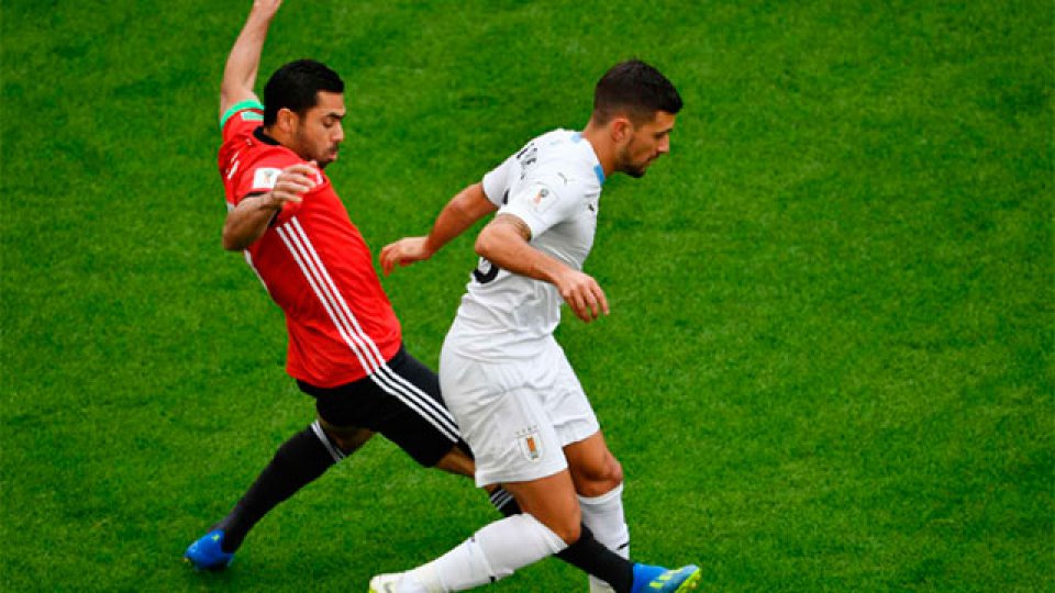 Uruguay le ganó a Egipto en el final del partido.