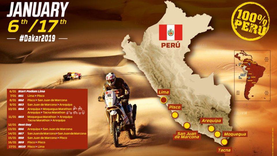 La 41° edición del Rally Dakar contará con más de 5.500 kilómetros en 10 etapas.